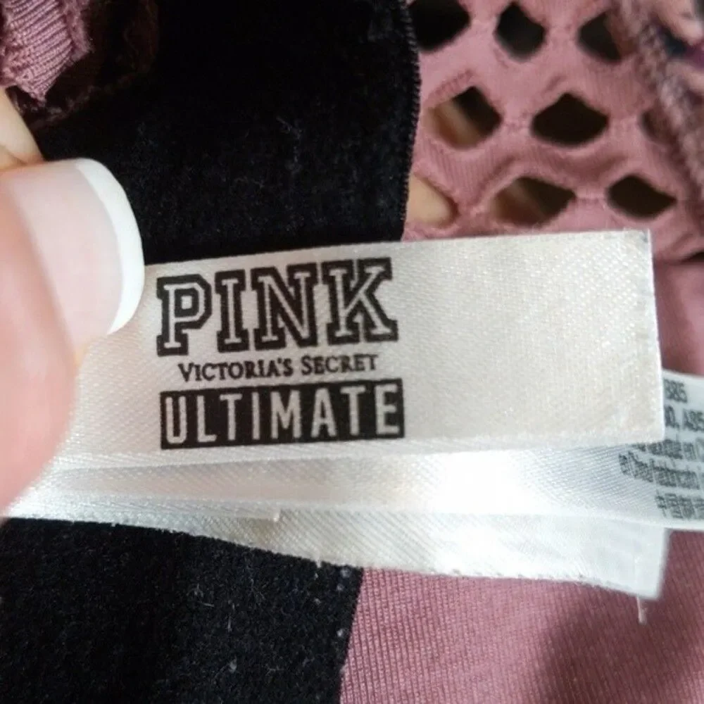 PINK Victoria's Secret Ultimate Unlined dusty rose & black snakeskin print L
